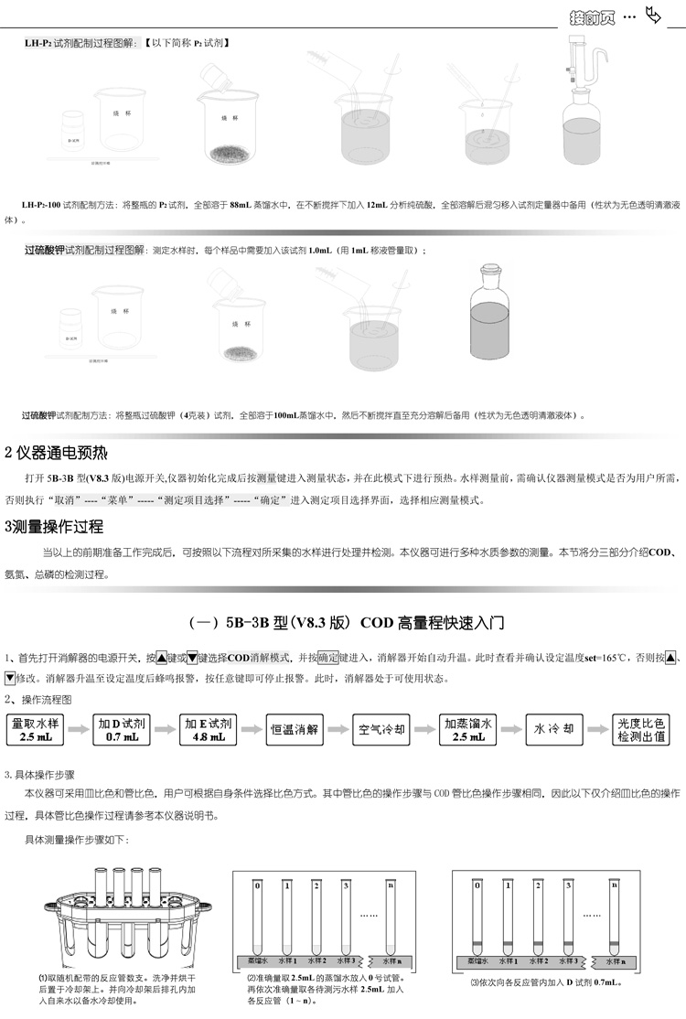 連華科技COD、氨氮、總磷、濁度等多參數(shù)水質(zhì)分析儀5B-3B型(V8)快速入門手冊(cè)